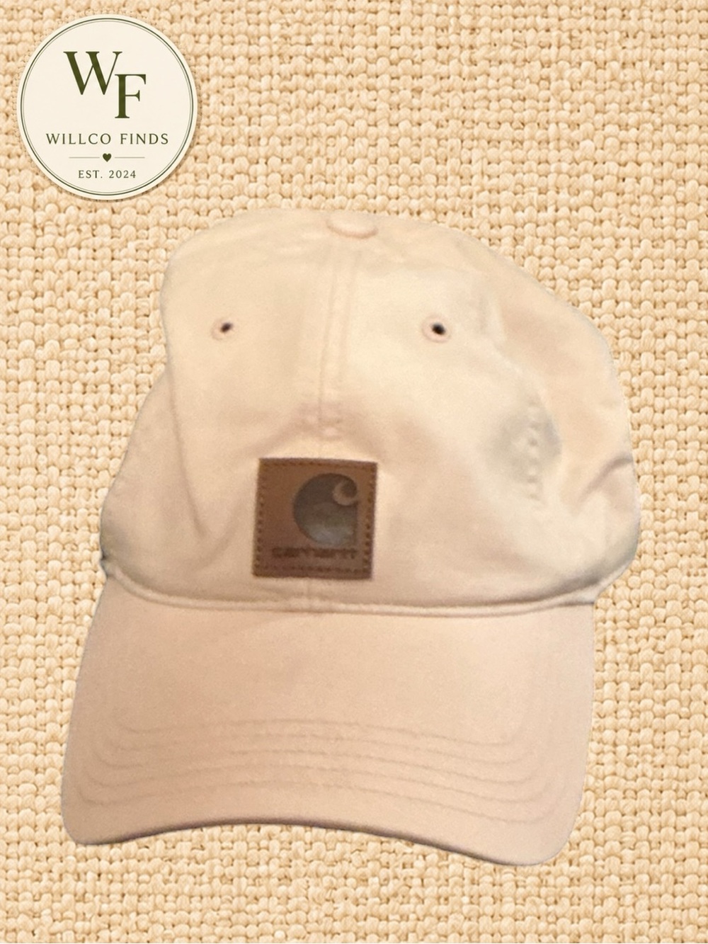 Carhartt Beige Tan Logo Patch Baseball Cap Adjustable Strapback Workwear Hat
